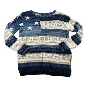 Polo Ralph Lauren American Flag Sweater Womens S Cotton Linen Stars Stripes